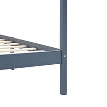 Tidyard Giroletto con Baldacchino 4 Cassetti Grigio in Pino 160x200 cm,Robusto e Durevole