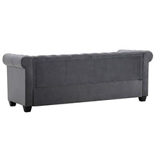 FAMIROSA Divano Chesterfield a 3 Posti in Velluto 199x75x72 cm Grigio
