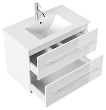 Set di mobili da bagno Firenze 80 (4 parti/B) bianco lucido e specchio a LED