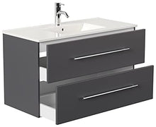 Set di mobili da bagno Firenze 100 (5 parti/A) antracite satinato, specchio LED