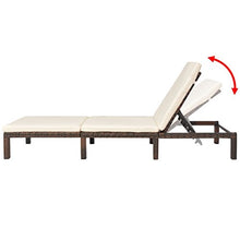 vidaXL Lettino Prendisole Regolabile con Cuscino in Polyrattan Marrone Sdraio