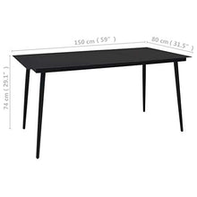 FAMIROSA Tavolo da Giardino Nero 150x80x74 cm in Acciaio e Vetro-2158