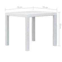 E E-NICES Tavolo da Giardino Bianco 79x79x72 cm in Plastica Stile Rattan