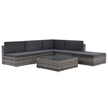 Set Divani da Giardino 6 pz con Cuscini in Polyrattan Grigio