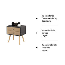 EUGAD Comodino da Letto con Due Cassetti Tavolino Grigio Moderno Comodino Piccolo da Camera Gambe in Legno Massello 0062ZZ