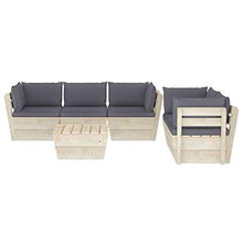 FAMIROSA Set Divani da Giardino su Pallet 6 pz con Cuscini Legno Abete-3516