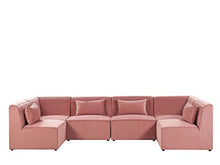 Beliani Moderno Divano 6 Posti Forma U in Velluto Colore Rosa Lemvig