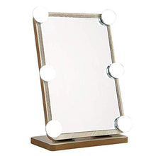 Specchio ingranditore, specchio per il trucco con luci a led Specchio per il trucco in legno Specchio per il trucco Set da toeletta per il trucco Specchio cosmetico con luce di riempimento con 6 lamp
