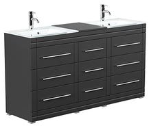 Mobile bagno a terra Vitro Modern con lavabos in vetro nero satinato