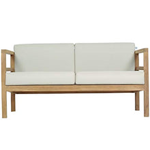 Divano lounge Pusie, 2 posti, in legno di teak massiccio, con cuscini