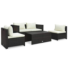 SKM Set Divani da Giardino 6 pz con Cuscini in Polyrattan Marrone (47.95kg)