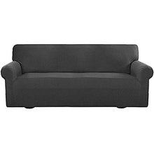 Copridivano, Jacquard Copridivano Elasticizzato con Braccioli Antiscivolo Proteggi Divano 4 posti per Soggiorno(Grigio Scuro)