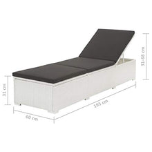 Festnight- Lettino da Esterno, Lettino Prendisole in Rattan 195x60x68 cm Bianco e Nero