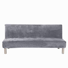 Velluto Peluche Armless Divano Slipcover,3 posti Inverno Spessa Elasticizzato Divano Letto coperture mobili Protector Fits Divano Letto Pieghevole Senza braccioli Silver Grey