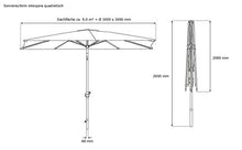 paramondo interpara Ombrellone da Giardino e Balcone 3 x 3 m (Quadrato/Grigio) / Telaio (Bianco)