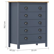 vidaXL Credenza Hill Range 5 Cassetti 79x40x96,5cm in Massello di Pino