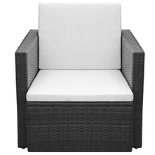 vidaXL Sedia da Giardino Elegante Robusta Leggera con Cuscini Lavabili Patio Arredi da Esterni Seggiole in Poliestere e Polyrattan Nero