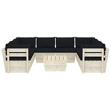 FAMIROSA Set Divani da Giardino su Pallet 9 pz con Cuscini Legno Abete-3607