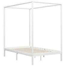BIGTO - Struttura letto a baldacchino in legno di pino massiccio, per camera da letto, colore: bianco, 140 x 200 cm