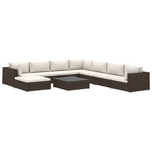 SKM Set Divani da Giardino 9 pz con Cuscini in Polyrattan Marrone (79.05kg)