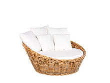 Beliani Letto Tondo da Esterno in Rattan Legno Chiaro Naturale Kallithea