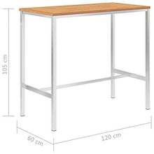 Tavolo da Bar 120x60x105 cm in Legno Teak e Acciaio Inox