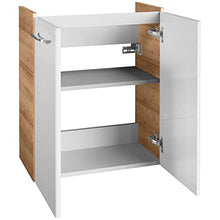 FACKELMANN - Set di mobili da bagno stretti e lucidi, 3 pezzi, Milano, WC con mobiletto sottolavabo da 55 cm e specchio da bagno a LED