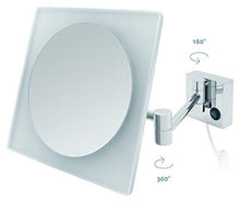 Libaro LUCERA - Specchio cosmetico a LED, quadrato, ingrandimento 5x, montaggio a parete, in ottone inossidabile, cavo bianco