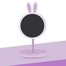 CFPPX Specchio Trucco con Luce LED, USB Ricaricabile Pieghevole Specchio Cosmetico, Makeup Mirror, Specchio da Rotazione a 360°,Viola,Rabbit1