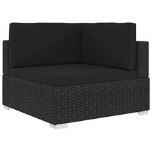 Tidyard Poltrona Modulare ad Angolo con Cuscini in Polyrattan Nero 70 x 70 x 52,5 cm