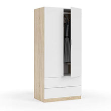 Dmora Armadio Guardaroba 2 Ante + 2 cassetti, Bicolore, 81 x 180 x 52 cm