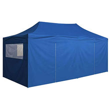vidaXL Gazebo Professionale Pieghevole con 4 Pareti Finestre Trasparenti Tendone Tenda per Feste da Giardino 3x6m in Oxford PVC e Acciaio Blu