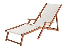 Erst-Holz 5 Varianti/Colori di Tessuti per Robusta Sedia a Sdraio particolarmente Larga V-10-500, Colore di Stoffa:Bianco/Ecru