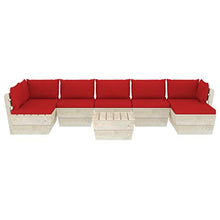 SKM Set Divani da Giardino su Pallet 8 pz con Cuscini Legno Abete (148.6kg) Rosso-3618