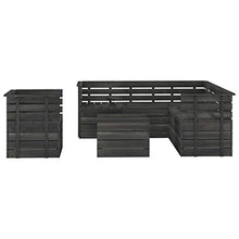 FAMIROSA Set Divani da Giardino su Pallet 7 pz Legno Pino Grigio Scuro-3754