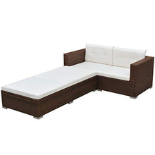 FAMIROSA Set Divani da Giardino 3 pz con Cuscini in Polyrattan Marrone-2747