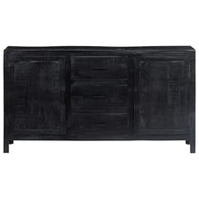 vidaXL Credenza Armadio Madia Resistente Solida Robusta Durevole Elegante Pratica Rustica di Tendenza Nera 147x40x80 cm Legno Massello di Mango