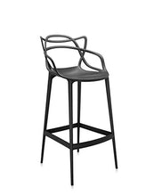 Kartell Masters Stool Sgabello, Tecnopolimero termoplastico Riciclato con Carica Minerale e Trattamento Soft-Touch, Nero, H. 75