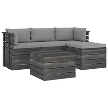 FAMIROSA Set Divani da Giardino su Pallet 5 pz con Cuscini Massello Pino-1804
