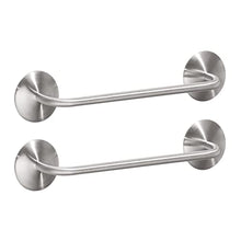 mDesign Set da 2 portasciugamani da parete – Struttura appendi asciugamani – Sbarre in acciaio per asciugamani e asciugapiatti – Montaggio senza trapano – argento opaco