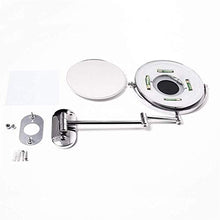 C-J-Xin Bagno Specchio Rotondo, Metallo Illuminate Uomini Specchio da rasatura Piccolo Appartamento Fold Specchio di Bellezza Multifunzione Dressing Specchio Specchio per Il Trucco
