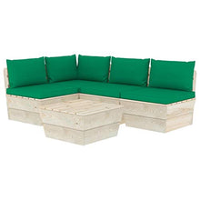 FAMIROSA Set Divani da Giardino su Pallet 5 pz con Cuscini Legno Abete-3485