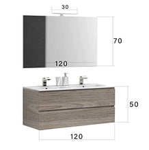 bonussi Mobile Bagno Sospeso 120 cm 2 Lavabi e Specchio Connor Rovere