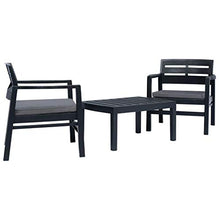 vidaXL Set Salotto da Giardino 3 pz Plastica Antracite Tavolino Sedie Cuscini