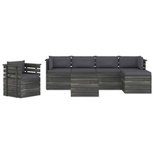 FAMIROSA Set Divani da Giardino su Pallet 7 pz con Cuscini Massello Pino-1875