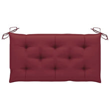 vidaXL Panca da Giardino con Cuscino Rosso Vino 112 cm Legno di Teak