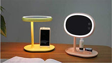WM Multi-Funzione di Ricarica USB LED Lampada da Tavolo Specchio Creativo Specchiera Trucco Specchio Lampada da Tavolo Luce di Notte mirror-10.27 (Color : Yellow)