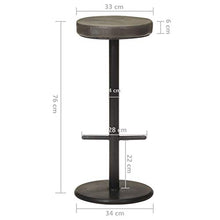 vidaXL Sgabelli da Bar 2 pz Grigio Anticato in Vera Pelle