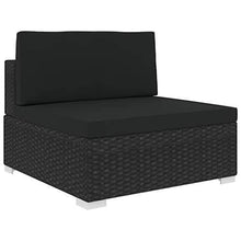 vidaXL Seduta Centrale Modulare 1 pz con Cuscini Foderati Lavabili Leggera Elegante Arredi da Esterno Divano in Polyrattan Nero Telaio in Acciaio - Arredi Casa