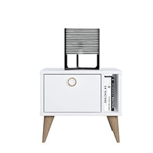 Dmora Comodino con un'anta, cm 46 x 35 x 40, Colore Bianco